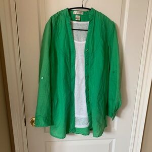 BUTTON UP LINNEN/COTTON LIGHTWEIGHT JACKET